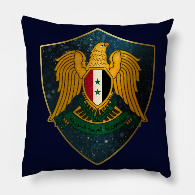 Syria Coat of Arms and Starry Nights Shield Pillow by Family Heritage Gifts