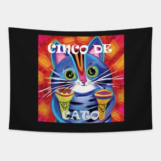 Cinco De Cato, Blue Cat Playing Maracas Music Tapestry