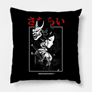 Vaporwave Cyberpunk Yakuza Japanese Samurai Girl Pillow