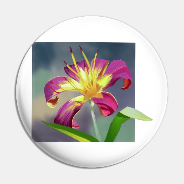 Purple Yellow Lily Pin by designs-by-ann