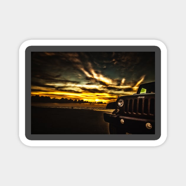 Jeep Parked on Amelia Island Beach Magnet by Gestalt Imagery