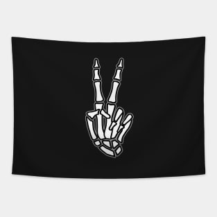 Peace skeleton hand sign Tapestry