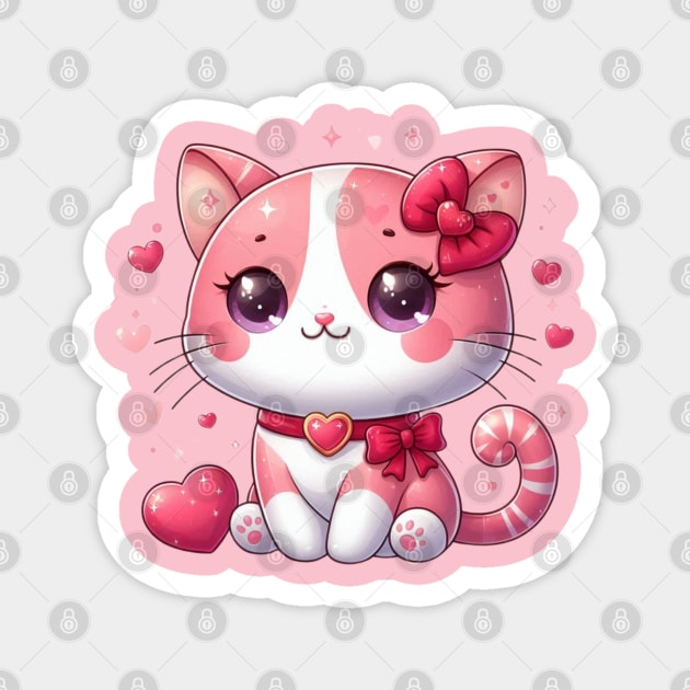 Valentine’s Day Love Cat, Cute Romantic Kitty Magnet by Creatifly Graphic Tees