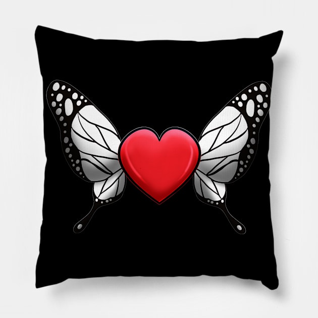 Butterfly Heart 3 Pillow by Elora0321