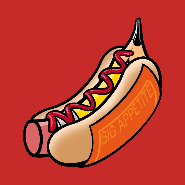 Pencil Hot Dog by Big Appetite by Big Appetite Illustration