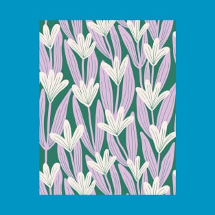 Minimalist magnolias - Teal and lavender T-Shirt