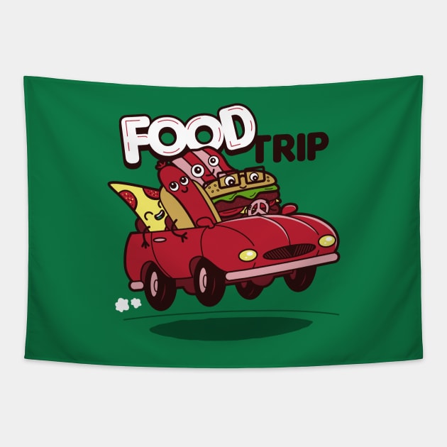 Funny Cute Original Kawaii Junk Food Road Trip Cute Meme For Foodies Tapestry by BoggsNicolas