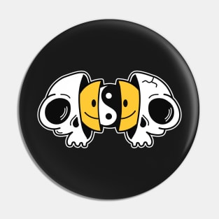 Yin Yang Skull Smiley Face Buddhist Halloween Cute Pin