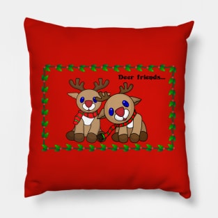 Deer Friends Holiday Greeting Pillow