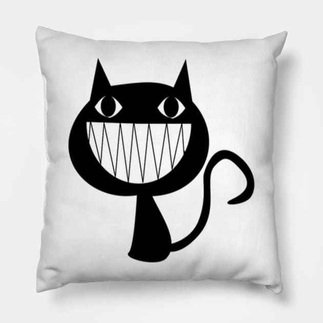 Smiling Cat Pillow by Hudkins