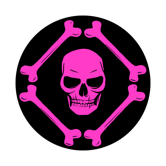 Skull and bones pattern hot pink & black by MariaMahar