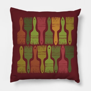 Paintbrush , seamless pattern with paintbrushes in green and red tones Pillow