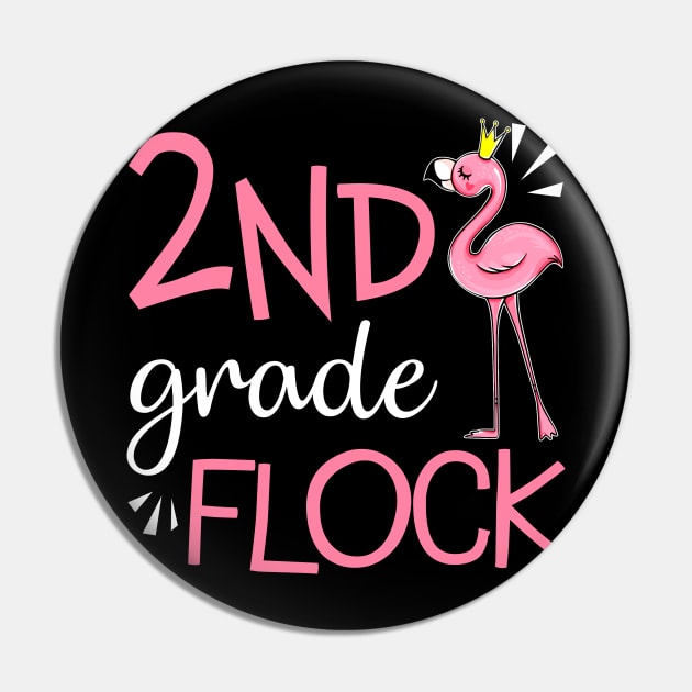 Flamingo Back To School 2nd Second Grade Flock Pin by Elliottda