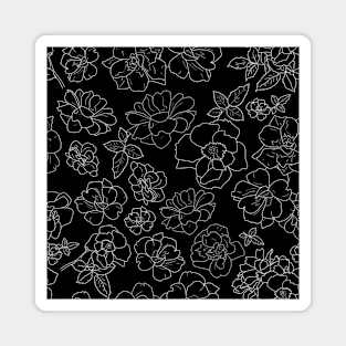 Ramblin' Rose White on Black Magnet