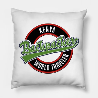 Kenya backpacker world traveler logo Pillow