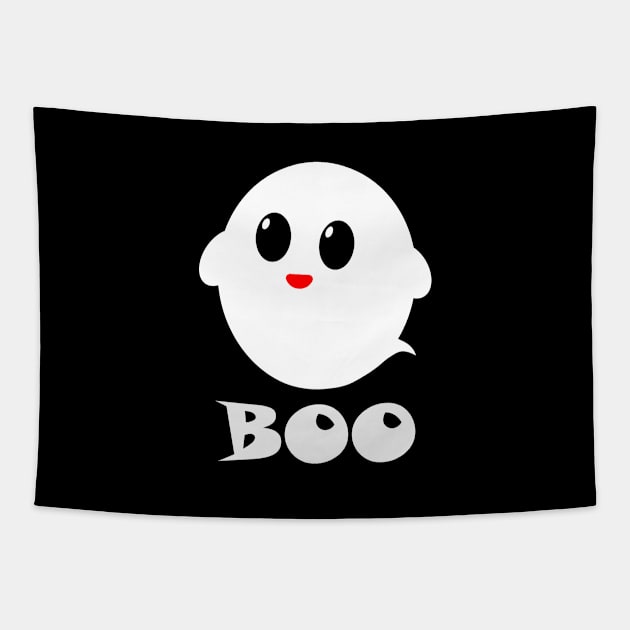 Boo Cute Ghost Design Tapestry by BlueCloverTrends