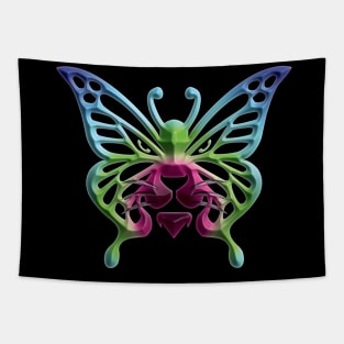 Wolf and butterfly 3d super soft blend drawing cute cool colorful Tapestry