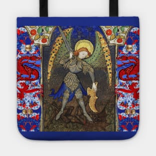 ST. MICHAEL ARCHANGEL COMBATTING DEVIL AND RED DRAGONS Medieval Miniature Tote