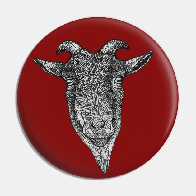 Satanic black and white goat Pin by deadblackpony