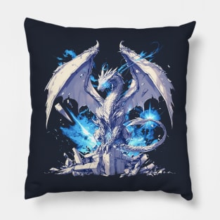 blue eyes white dragon Pillow