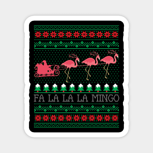 Funny Flamingo Santa Reindeer Flamingo Ugly Christmas Sweater Magnet by mrsmitful01