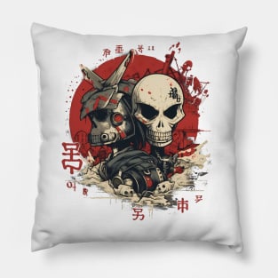 Comic-Style: AI Cyborg Robot Skull and the Apocalypse - Japan Pillow