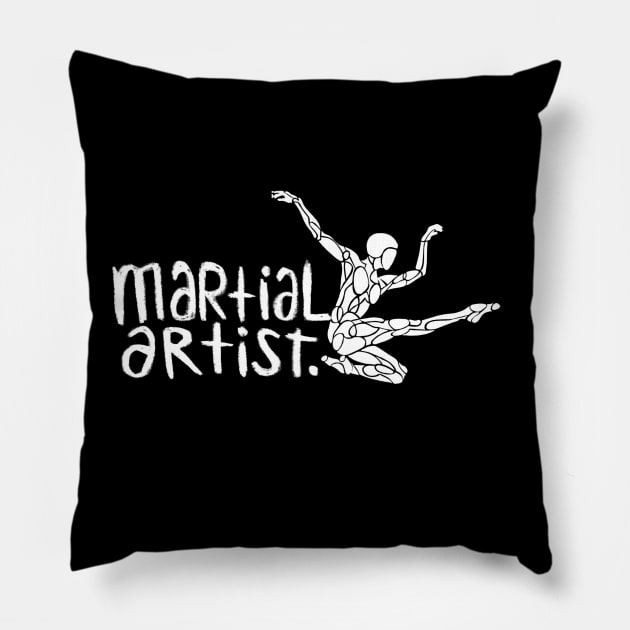 Martial Arts Artist Jump Pillow by badlydrawnbabe