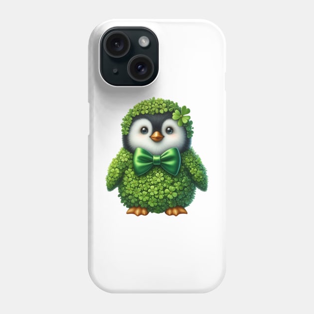 Clover Penguin St Patricks Day Phone Case by Chromatic Fusion Studio