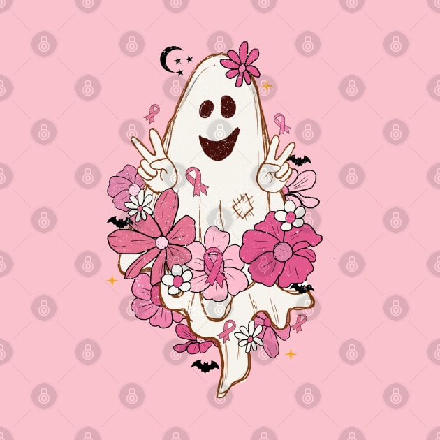 Retro Cute Ghost - Breast Cancer Survivor by ZazasDesigns