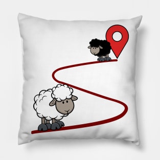 Black and white sheep map pin Pillow