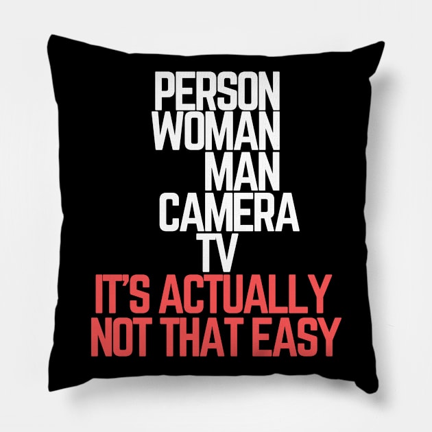 #personwomanmancameratv Person Woman Man Camera TV it's actually not that easy Pillow by AwesomeDesignz