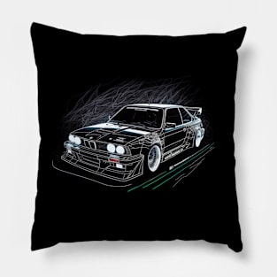 BMW M3 E30 Drift Car Print Pillow