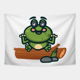 cute frog branch Tapestry