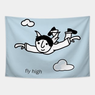 Icarus fly high motivational funny cute doodle Tapestry