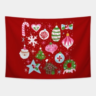 Cute Vintage Christmas Ornaments Tapestry