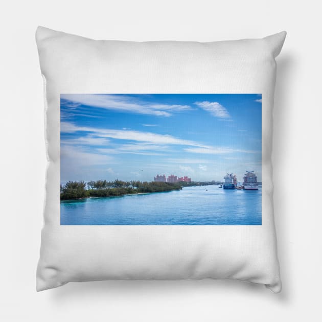 Port of Nassau Bahamas Pillow by Debra Martz