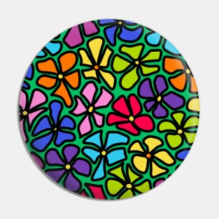 Wonky Retro Rainbow Flowers Pin