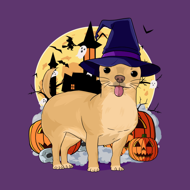 Chihuahua Scary Dog Halloween Witch Pumpkin by Noseking