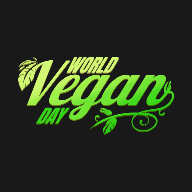 Green Leaves Logo For World Vegan Day, Veganism by SinBle