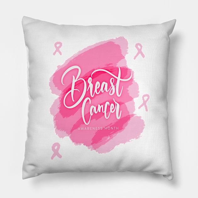 In October We Wear Pink Breast Cancer Awareness Survivor Pillow by Goods-by-Jojo
