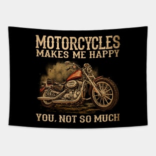 Motorcycles Makes Me Happy You Not So Much Funny Biker Tapestry