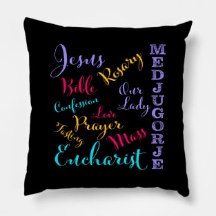 Medjugorje Colorful Words Pillow