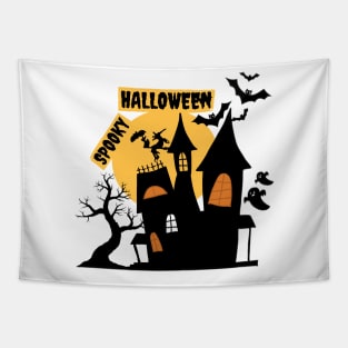 Halloween haunted house design Tapestry