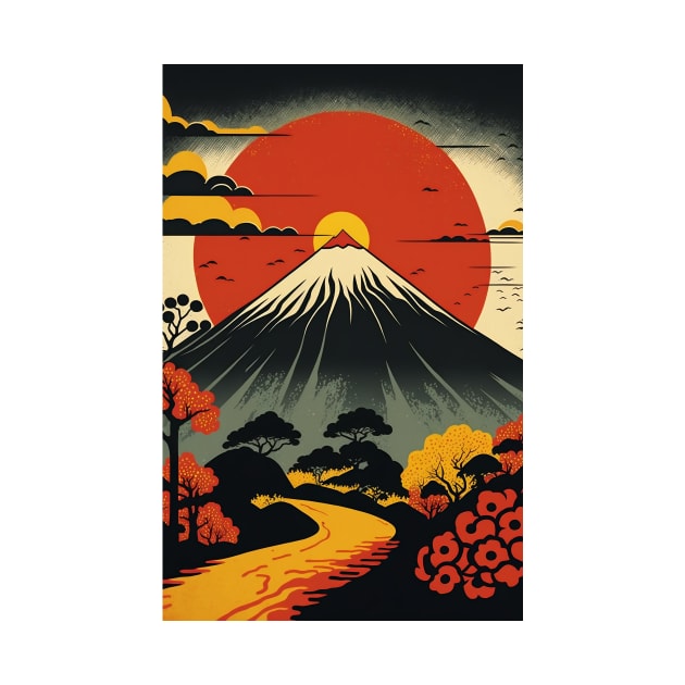 Japanese Volcano Sunset by JigglePeek