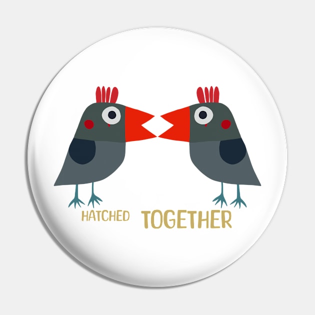 Hatched together Pin by Suzy Shackleton felt artist & illustrator