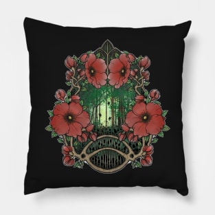 Art Nouveau Poppy Forest Biome Pillow