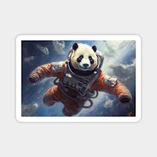 Celestial Wanderer: The Panda Astronaut's Cosmic Voyage Magnet