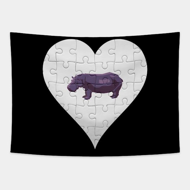 Jigsaw  Hippo Heart Design - Wild Animal Hippo Tapestry by giftideas