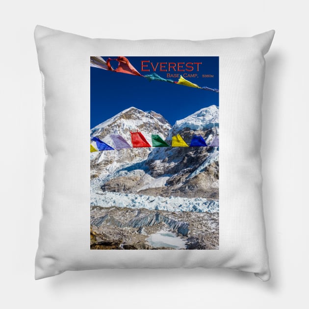 Everest, Base Camp Pillow by geoffshoults