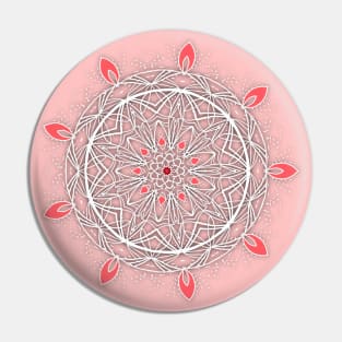 Coral Pedals Mandala White Pin